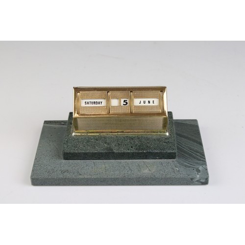 88 - Mid 20th century Desk Calendar with stepped slate base, 15.5cms