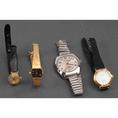 302 - A vintage gents Kienzle 17 jewel watch together with three ladies watches.