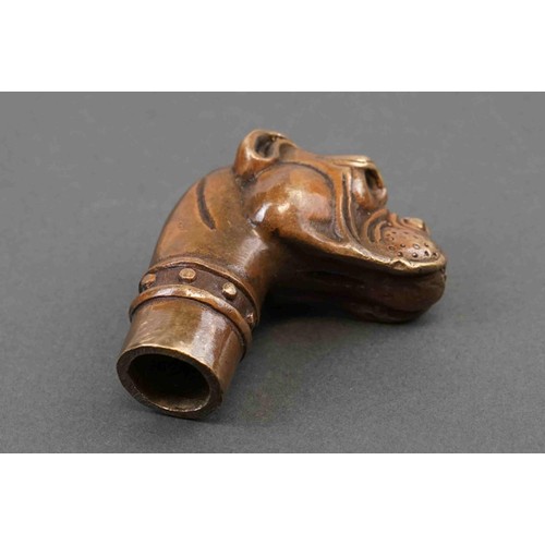 327 - A walking stick handle in the form of a Boxer dog head