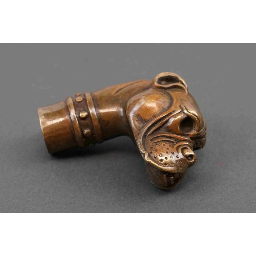 327 - A walking stick handle in the form of a Boxer dog head