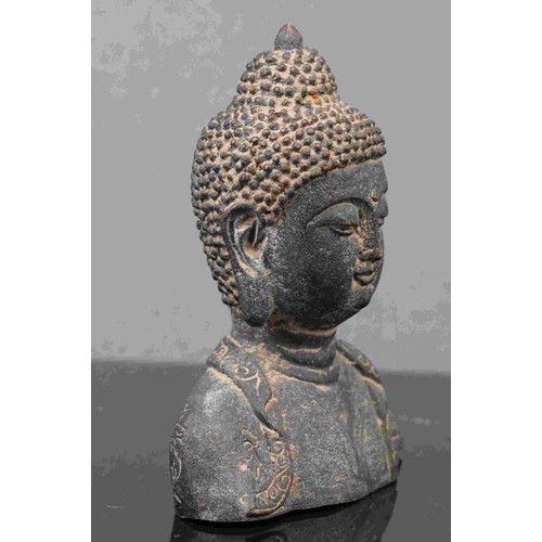 329 - Bronze Buddha head, approx. 13cm tall