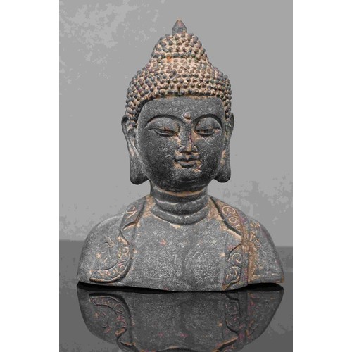 329 - Bronze Buddha head, approx. 13cm tall