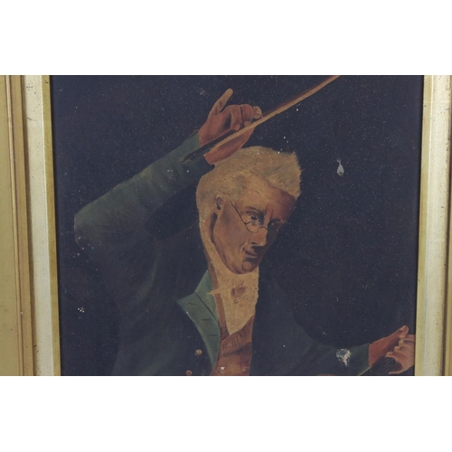 429a - An oil on canvas portrait of a Violinist 34 x 24 cm .