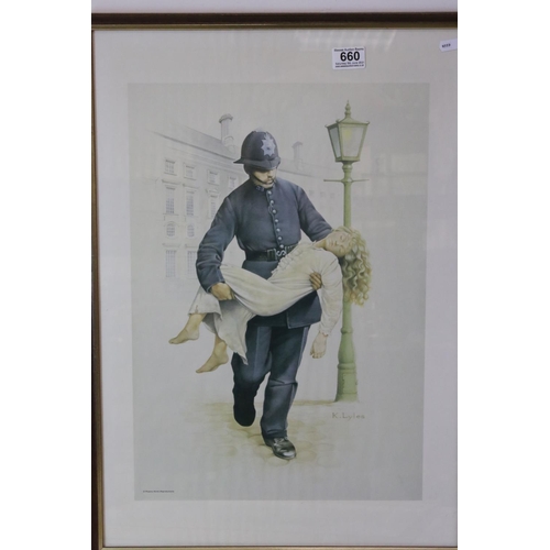 660 - two framed Police Constabulary prints by T W Paintam & K Lyles.