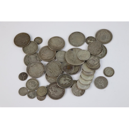 A collection of mainly British pre-decimal silver coins to include King ...