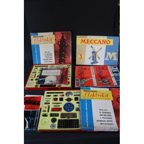 168 - Boxed 1960s French Meccano No 3 Set and 2 x Meccano Elektrikit sets from the 1960s, appearing near c... 