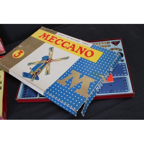 168 - Boxed 1960s French Meccano No 3 Set and 2 x Meccano Elektrikit sets from the 1960s, appearing near c... 