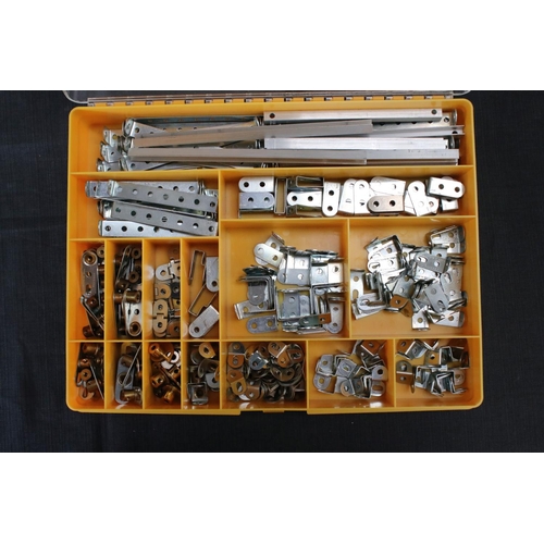 195 - Cabinet with three drawers containing a quantity of original Meccano and construction accessories, m... 