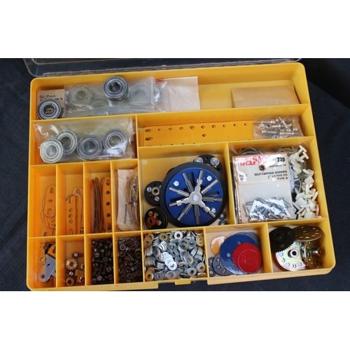 237 - Eleven plastic container trays of metal & plastic construction accessories, to include Meccano & Sto... 