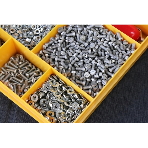 237 - Eleven plastic container trays of metal & plastic construction accessories, to include Meccano & Sto... 