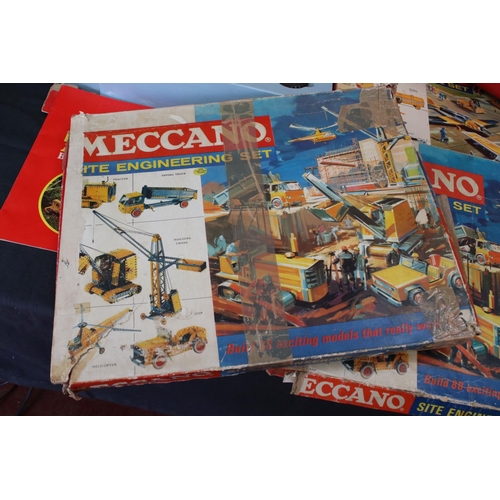 170 - Six boxed Meccano sets to include Highway Vehicle Set, Airport Service Set, Engineering Set etc, unc... 