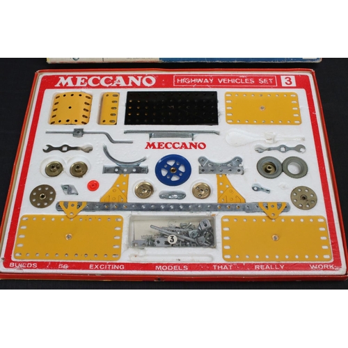 170 - Six boxed Meccano sets to include Highway Vehicle Set, Airport Service Set, Engineering Set etc, unc... 