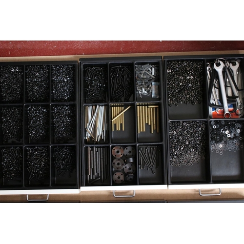 205 - Bisley ten drawer cabinet containing various Marklin and other construction accessories accessories ... 