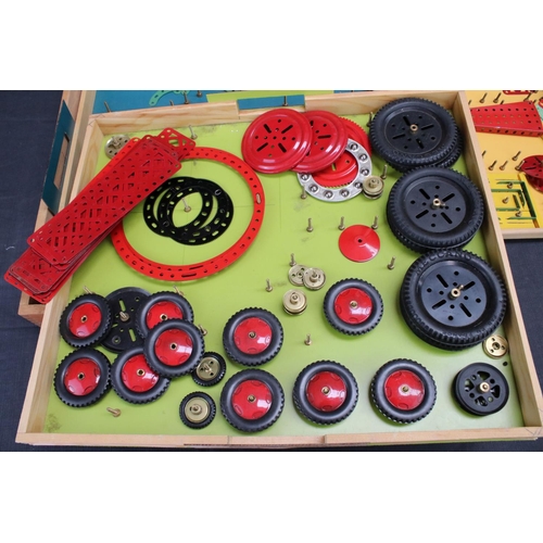 217 - Meccano Outfit No 9 set contained within a wooden box, incomplete but good contents in good conditio... 