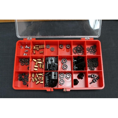 222 - Collection of FAC System construction accessories contained within wooden box with 7 plastic contain... 