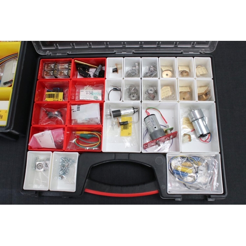 230 - Construction - Two plastic compartment tray boxes with various accessories for building to include t... 