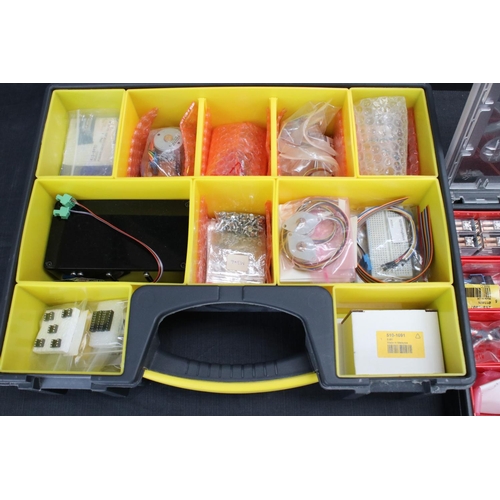 230 - Construction - Two plastic compartment tray boxes with various accessories for building to include t... 