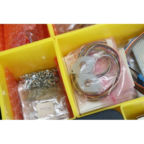 230 - Construction - Two plastic compartment tray boxes with various accessories for building to include t... 