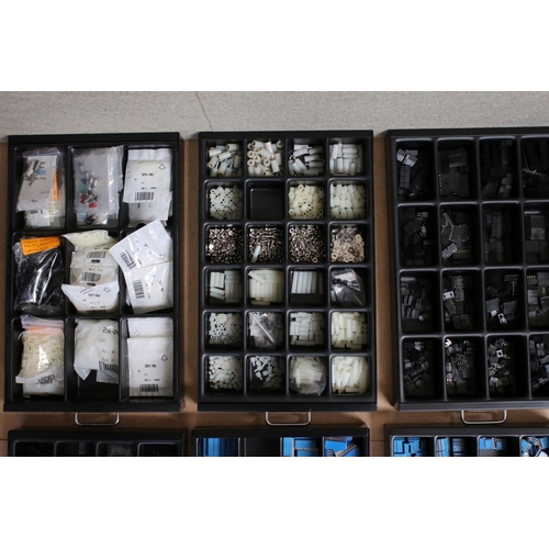 208 - Bisley ten drawer cabinet containing various small construction accessories, some unopened, also Dua... 