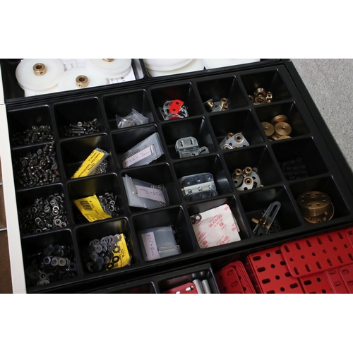 209 - Bisley 15 drawer cabinet containing various small Marklin and construction accessories,l screws, pul... 