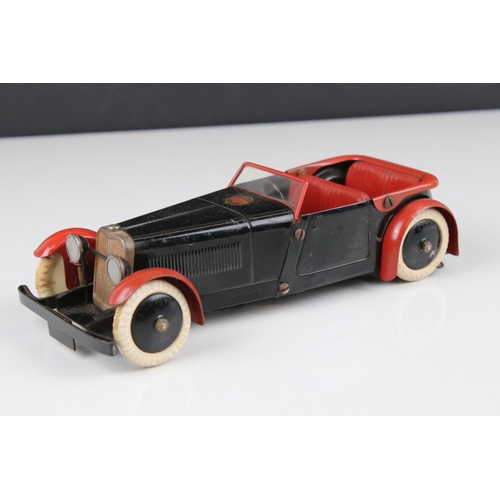 269 - Original Meccano Constructor Car in black with red interior and mud guards, cream wheels, black hubs... 