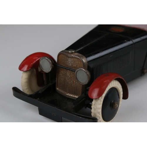 269 - Original Meccano Constructor Car in black with red interior and mud guards, cream wheels, black hubs... 