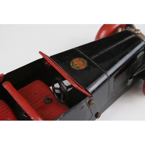 269 - Original Meccano Constructor Car in black with red interior and mud guards, cream wheels, black hubs... 