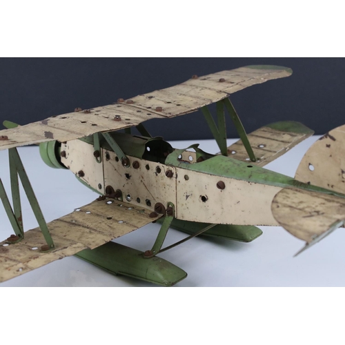 278 - Meccano Seaplane with single propeller, early to mid 20th C, shows rusting