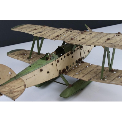 278 - Meccano Seaplane with single propeller, early to mid 20th C, shows rusting