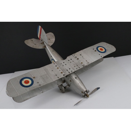 279 - Mid 20th C Meccano bi-plane model, single propeller, gd condition with some rusting and age