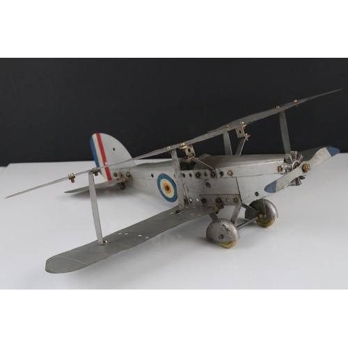 279 - Mid 20th C Meccano bi-plane model, single propeller, gd condition with some rusting and age