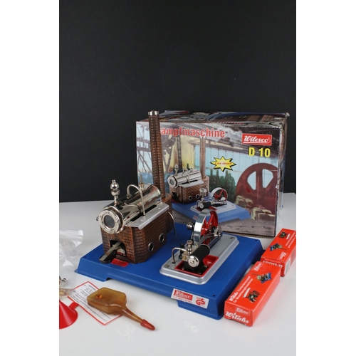 284 - Boxed Wilesco D10 Dampfmaschine Live Steam engine, appears to be in vg condition