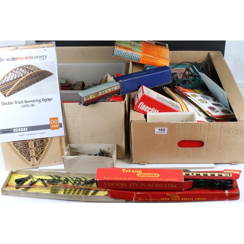 165 - Quantity of OO gauge model railway accessories to include rolling stock (boxed & unboxed) track, eph... 