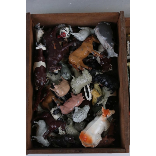 246a - Large quantity of vintage Britains and other metal farm animals, figures, vehicles and accessories t... 