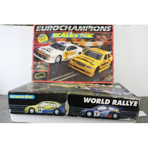 1182 - Two boxed Scalextric sets to include Eurochampions and World Rallye, appearing complete with both sl... 