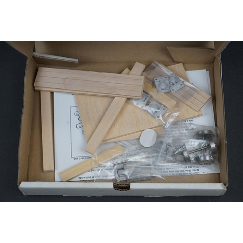 135 - Five boxed wooden & plastic kits for model railway to include JD Models Narrow Gauge Coach Kit, P&J ... 