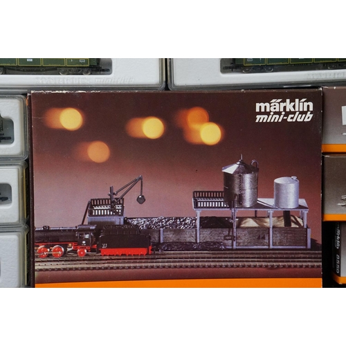 16 - Quantity of Marklin Mini Club Z gauge accessories to include 11 x cased items of rolling stock, boxe... 