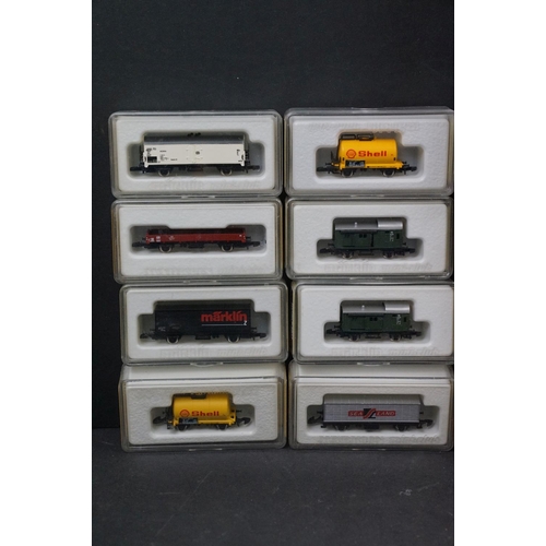 16 - Quantity of Marklin Mini Club Z gauge accessories to include 11 x cased items of rolling stock, boxe... 