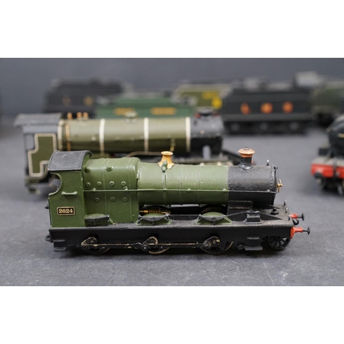 47 - Ten OO gauge built diecast locomotives to include Sir Walter Raleigh, 2-8-0 LMS in black with tender... 