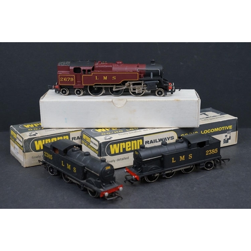 56 - Two boxed Wrenn OO gauge W2215 0-6-2 Tank LMS Locomotives both black livery plus a diecast Wrenn OO ... 