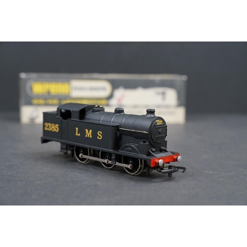 56 - Two boxed Wrenn OO gauge W2215 0-6-2 Tank LMS Locomotives both black livery plus a diecast Wrenn OO ... 