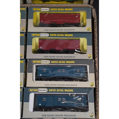 58 - 16 Boxed Wrenn OO gauge  items of rolling stock to include W4665P Salt Wagon SAXA, W4324 Utility Van... 