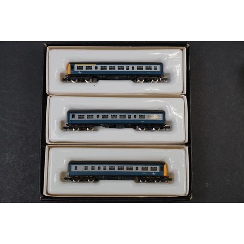 7 - Boxed Graham Farish N gauge 8145 3 Car 57ft Diesel Motor Unit Class 101 DMBS (Motorised) TS & DMC BR... 