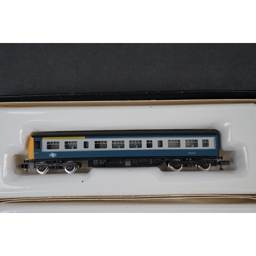 7 - Boxed Graham Farish N gauge 8145 3 Car 57ft Diesel Motor Unit Class 101 DMBS (Motorised) TS & DMC BR... 