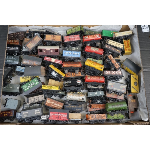 78 - Around 80 OO gauge items of rolling stock to include Hornby Dublo, Peco, kit built etc, features tru... 