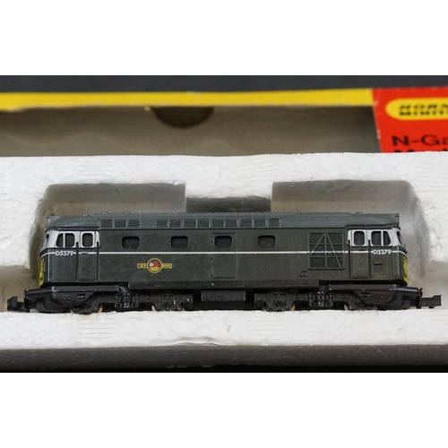 8 - Four cased / boxed Minitrix N gauge locomotives to include N204 Diesel BR D5379 green, N203 Britanni... 