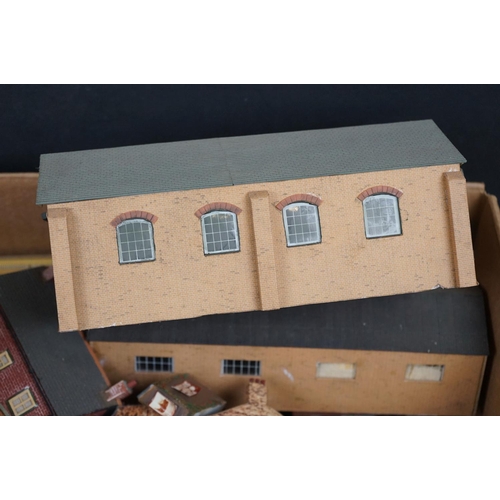 98 - Quantity of OO gauge trackside model railway to include plastic and cardboard buildings and scenery