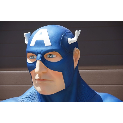 1038 - Marvel Captain America life size statue, made of fibreglass, cracks to left wing and paint chips to ... 