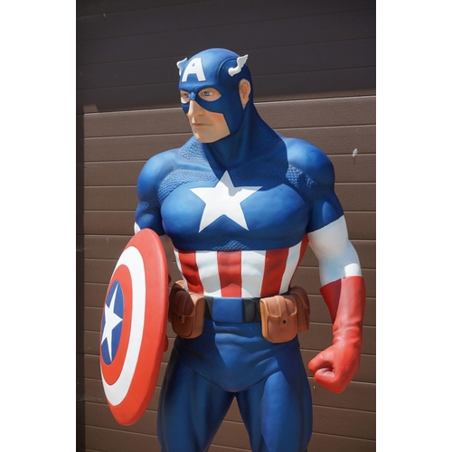 1038 - Marvel Captain America life size statue, made of fibreglass, cracks to left wing and paint chips to ... 