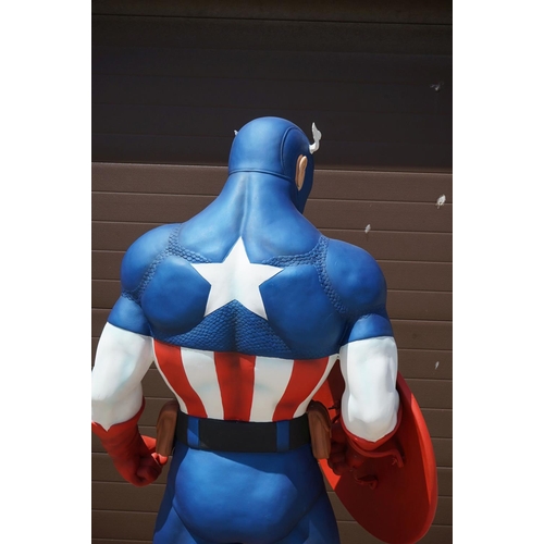 1038 - Marvel Captain America life size statue, made of fibreglass, cracks to left wing and paint chips to ... 